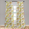 Ambesonne Boho Curtains, Simplistic Ethnic Look Botanical Ornaments as Stripes Neutral Tones, Window Treatments 2 Panel Set for Living Room Bedroom, Pair of – 28″ x 84″, Pale Khaki and Laurel Green(White Yellow)