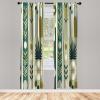 Ambesonne Boho Curtains, Simplistic Ethnic Look Botanical Ornaments as Stripes Neutral Tones, Window Treatments 2 Panel Set for Living Room Bedroom, Pair of – 28″ x 84″, Pale Khaki and Laurel Green(Fawn Teal Pale Green)