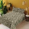 Ambesonne Butterflies Sheet Set, Watercolor Design Branches Spring Life on Neutral Colored Backdrop, Fitted and Flat Sheet with Pillowcases Bedding Accent 4 Piece Set, Queen, Pale Grey Sepia Blush(Khaki Peacock Green)