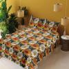 Ambesonne Butterflies Sheet Set, Watercolor Design Branches Spring Life on Neutral Colored Backdrop, Fitted and Flat Sheet with Pillowcases Bedding Accent 4 Piece Set, Queen, Pale Grey Sepia Blush(Slate Blue Orange and Ivory)