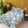 Ambesonne Butterflies Sheet Set, Watercolor Design Branches Spring Life on Neutral Colored Backdrop, Fitted and Flat Sheet with Pillowcases Bedding Accent 4 Piece Set, Queen, Pale Grey Sepia Blush(Green Blue and Purple)