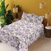 Ambesonne Butterflies Sheet Set, Watercolor Design Branches Spring Life on Neutral Colored Backdrop, Fitted and Flat Sheet with Pillowcases Bedding Accent 4 Piece Set, Queen, Pale Grey Sepia Blush(Lavender Champagne)