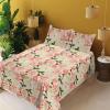 Ambesonne Butterflies Sheet Set, Watercolor Design Branches Spring Life on Neutral Colored Backdrop, Fitted and Flat Sheet with Pillowcases Bedding Accent 4 Piece Set, Queen, Pale Grey Sepia Blush(Beige Coral and Green)