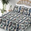 Ambesonne Butterflies Sheet Set, Watercolor Design Branches Spring Life on Neutral Colored Backdrop, Fitted and Flat Sheet with Pillowcases Bedding Accent 4 Piece Set, Queen, Pale Grey Sepia Blush(Champagne and Dark Sky Blue)