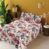 Ambesonne Butterflies Sheet Set, Watercolor Design Branches Spring Life on Neutral Colored Backdrop, Fitted and Flat Sheet with Pillowcases Bedding Accent 4 Piece Set, Queen, Pale Grey Sepia Blush(Dark Coral and Champagne)