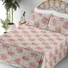 Ambesonne Butterflies Sheet Set, Watercolor Design Branches Spring Life on Neutral Colored Backdrop, Fitted and Flat Sheet with Pillowcases Bedding Accent 4 Piece Set, Queen, Pale Grey Sepia Blush(Pale Rose Eggshell)
