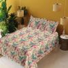 Ambesonne Butterflies Sheet Set, Watercolor Design Branches Spring Life on Neutral Colored Backdrop, Fitted and Flat Sheet with Pillowcases Bedding Accent 4 Piece Set, Queen, Pale Grey Sepia Blush(Almond Rose Turquoise)