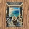 Ambesonne Classic Area Rug, Hedonistic Pampered Room in Muted Tones Neutral Colors Rich Ornament, Flat Woven Accent Rug for Living Room Bedroom Dining Room, 4′ X 5′ 7″, Coconut and Off White(Coconut Blue and Turquoise)