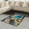 Ambesonne Classic Area Rug, Hedonistic Pampered Room in Muted Tones Neutral Colors Rich Ornament, Flat Woven Accent Rug for Living Room Bedroom Dining Room, 4′ X 5′ 7″, Coconut and Off White(Coconut Blue and Turquoise)