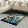 Ambesonne Classic Area Rug, Hedonistic Pampered Room in Muted Tones Neutral Colors Rich Ornament, Flat Woven Accent Rug for Living Room Bedroom Dining Room, 4′ X 5′ 7″, Coconut and Off White(Dark Turquoise and Ecru)