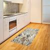 Ambesonne Classic Area Rug, Hedonistic Pampered Room in Muted Tones Neutral Colors Rich Ornament, Flat Woven Accent Rug for Living Room Bedroom Dining Room, 4′ X 5′ 7″, Coconut and Off White(Eggshell Pale Slate Blue)