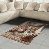 Ambesonne Classic Area Rug, Hedonistic Pampered Room in Muted Tones Neutral Colors Rich Ornament, Flat Woven Accent Rug for Living Room Bedroom Dining Room, 4′ X 5′ 7″, Coconut and Off White(Ginger and Blue)