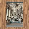 Ambesonne Classic Area Rug, Hedonistic Pampered Room in Muted Tones Neutral Colors Rich Ornament, Flat Woven Accent Rug for Living Room Bedroom Dining Room, 4′ X 5′ 7″, Coconut and Off White(Coconut and Sea Blue)