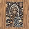 Ambesonne Classic Area Rug, Hedonistic Pampered Room in Muted Tones Neutral Colors Rich Ornament, Flat Woven Accent Rug for Living Room Bedroom Dining Room, 4′ X 5′ 7″, Coconut and Off White(Blue Violet Pale Brown)