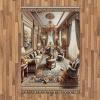 Ambesonne Classic Area Rug, Hedonistic Pampered Room in Muted Tones Neutral Colors Rich Ornament, Flat Woven Accent Rug for Living Room Bedroom Dining Room, 4′ X 5′ 7″, Coconut and Off White(Ginger and Blue)