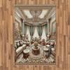 Ambesonne Classic Area Rug, Hedonistic Pampered Room in Muted Tones Neutral Colors Rich Ornament, Flat Woven Accent Rug for Living Room Bedroom Dining Room, 4′ X 5′ 7″, Coconut and Off White(Ecru Seafoam and Cocoa)