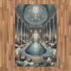 Ambesonne Classic Area Rug, Hedonistic Pampered Room in Muted Tones Neutral Colors Rich Ornament, Flat Woven Accent Rug for Living Room Bedroom Dining Room, 4′ X 5′ 7″, Coconut and Off White(Pale Taupe Blue Grey)