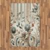 Ambesonne Classic Area Rug, Hedonistic Pampered Room in Muted Tones Neutral Colors Rich Ornament, Flat Woven Accent Rug for Living Room Bedroom Dining Room, 4′ X 5′ 7″, Coconut and Off White(Eggshell Pale Slate Blue)