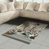Ambesonne Classic Area Rug, Hedonistic Pampered Room in Muted Tones Neutral Colors Rich Ornament, Flat Woven Accent Rug for Living Room Bedroom Dining Room, 4′ X 5′ 7″, Coconut and Off White(Coconut and Sea Blue)