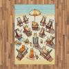 Ambesonne Classic Area Rug, Hedonistic Pampered Room in Muted Tones Neutral Colors Rich Ornament, Flat Woven Accent Rug for Living Room Bedroom Dining Room, 4′ X 5′ 7″, Coconut and Off White(Beige Orange Pale Blue)
