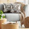 Ambesonne Classic Decorative Throw Pillow Case Pack of 2, Extravagant Hall with Oceanic and Neutral Color Details Room View Print, Couch Bedroom Living Room Cushion Cover, 18″, Coconut and Sea Blue(Coconut and Off White)