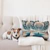 Ambesonne Classic Decorative Throw Pillow Case Pack of 2, Extravagant Hall with Oceanic and Neutral Color Details Room View Print, Couch Bedroom Living Room Cushion Cover, 18″, Coconut and Sea Blue(Dark Turquoise and Peach)
