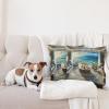 Ambesonne Classic Decorative Throw Pillow Case Pack of 2, Extravagant Hall with Oceanic and Neutral Color Details Room View Print, Couch Bedroom Living Room Cushion Cover, 18″, Coconut and Sea Blue(Coconut Blue and Turquoise)