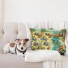 Ambesonne Classic Decorative Throw Pillow Case Pack of 2, Extravagant Hall with Oceanic and Neutral Color Details Room View Print, Couch Bedroom Living Room Cushion Cover, 18″, Coconut and Sea Blue(Yellow Aqua Green)