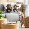 Ambesonne Classic Decorative Throw Pillow Case Pack of 2, Extravagant Hall with Oceanic and Neutral Color Details Room View Print, Couch Bedroom Living Room Cushion Cover, 18″, Coconut and Sea Blue(Chocolate White)