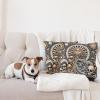 Ambesonne Classic Decorative Throw Pillow Case Pack of 2, Extravagant Hall with Oceanic and Neutral Color Details Room View Print, Couch Bedroom Living Room Cushion Cover, 18″, Coconut and Sea Blue(Blue Violet Pale Brown)