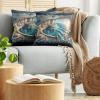 Ambesonne Classic Decorative Throw Pillow Case Pack of 2, Extravagant Hall with Oceanic and Neutral Color Details Room View Print, Couch Bedroom Living Room Cushion Cover, 18″, Coconut and Sea Blue(Dark Turquoise and Ecru)