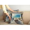 Ambesonne Classic Decorative Throw Pillow Case Pack of 2, Extravagant Hall with Oceanic and Neutral Color Details Room View Print, Couch Bedroom Living Room Cushion Cover, 18″, Coconut and Sea Blue(Coconut Blue and Turquoise)