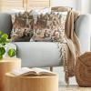 Ambesonne Classic Decorative Throw Pillow Case Pack of 2, Extravagant Hall with Oceanic and Neutral Color Details Room View Print, Couch Bedroom Living Room Cushion Cover, 18″, Coconut and Sea Blue(Camel Burnt Orange)