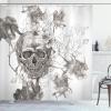 Ambesonne Classic Shower Curtain, Hedonistic Pampered Room in Muted Tones Neutral Colors Rich Ornament, Cloth Fabric Bathroom Decor Set with Hooks, 69″ W x 84″ L, Coconut and Off White(Dimgrey and White)