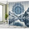 Ambesonne Classic Shower Curtain, Hedonistic Pampered Room in Muted Tones Neutral Colors Rich Ornament, Cloth Fabric Bathroom Decor Set with Hooks, 69″ W x 84″ L, Coconut and Off White(Night Blue)
