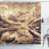 Ambesonne Classic Shower Curtain, Hedonistic Pampered Room in Muted Tones Neutral Colors Rich Ornament, Cloth Fabric Bathroom Decor Set with Hooks, 69″ W x 84″ L, Coconut and Off White(Grey Yellow Warm Taupe)