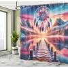 Ambesonne Classic Shower Curtain, Hedonistic Pampered Room in Muted Tones Neutral Colors Rich Ornament, Cloth Fabric Bathroom Decor Set with Hooks, 69″ W x 84″ L, Coconut and Off White(Pink Peach and Teal)