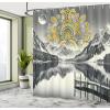 Ambesonne Classic Shower Curtain, Hedonistic Pampered Room in Muted Tones Neutral Colors Rich Ornament, Cloth Fabric Bathroom Decor Set with Hooks, 69″ W x 84″ L, Coconut and Off White(Yellow and Grey)