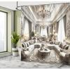 Ambesonne Classic Shower Curtain, Hedonistic Pampered Room in Muted Tones Neutral Colors Rich Ornament, Cloth Fabric Bathroom Decor Set with Hooks, 69″ W x 84″ L, Coconut and Off White(Coconut and Off White)