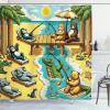 Ambesonne Classic Shower Curtain, Hedonistic Pampered Room in Muted Tones Neutral Colors Rich Ornament, Cloth Fabric Bathroom Decor Set with Hooks, 69″ W x 84″ L, Coconut and Off White(Yellow Aqua Green)