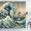 Ambesonne Classic Shower Curtain, Hedonistic Pampered Room in Muted Tones Neutral Colors Rich Ornament, Cloth Fabric Bathroom Decor Set with Hooks, 69″ W x 84″ L, Coconut and Off White(Seafoam Blue Eggshell)