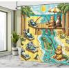 Ambesonne Classic Shower Curtain, Hedonistic Pampered Room in Muted Tones Neutral Colors Rich Ornament, Cloth Fabric Bathroom Decor Set with Hooks, 69″ W x 84″ L, Coconut and Off White(Yellow Aqua Green)