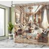 Ambesonne Classic Shower Curtain, Hedonistic Pampered Room in Muted Tones Neutral Colors Rich Ornament, Cloth Fabric Bathroom Decor Set with Hooks, 69″ W x 84″ L, Coconut and Off White(Ginger and Blue)