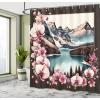 Ambesonne Classic Shower Curtain, Hedonistic Pampered Room in Muted Tones Neutral Colors Rich Ornament, Cloth Fabric Bathroom Decor Set with Hooks, 69″ W x 84″ L, Coconut and Off White(Pink Brown and Cadet Blue)