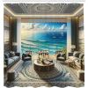 Ambesonne Classic Shower Curtain, Hedonistic Pampered Room in Muted Tones Neutral Colors Rich Ornament, Cloth Fabric Bathroom Decor Set with Hooks, 69″ W x 84″ L, Coconut and Off White(Coconut Blue and Turquoise)