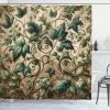 Ambesonne Classic Shower Curtain, Hedonistic Pampered Room in Muted Tones Neutral Colors Rich Ornament, Cloth Fabric Bathroom Decor Set with Hooks, 69″ W x 84″ L, Coconut and Off White(Pale Brown Hunter Green)