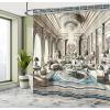 Ambesonne Classic Shower Curtain, Hedonistic Pampered Room in Muted Tones Neutral Colors Rich Ornament, Cloth Fabric Bathroom Decor Set with Hooks, 69″ W x 84″ L, Coconut and Off White(Coconut and Sea Blue)