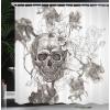 Ambesonne Classic Shower Curtain, Hedonistic Pampered Room in Muted Tones Neutral Colors Rich Ornament, Cloth Fabric Bathroom Decor Set with Hooks, 69″ W x 84″ L, Coconut and Off White(Dimgrey and White)