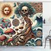Ambesonne Classic Shower Curtain, Hedonistic Pampered Room in Muted Tones Neutral Colors Rich Ornament, Cloth Fabric Bathroom Decor Set with Hooks, 69″ W x 84″ L, Coconut and Off White(Orange and Dark Teal)