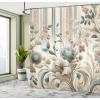 Ambesonne Classic Shower Curtain, Hedonistic Pampered Room in Muted Tones Neutral Colors Rich Ornament, Cloth Fabric Bathroom Decor Set with Hooks, 69″ W x 84″ L, Coconut and Off White(Eggshell Pale Slate Blue)